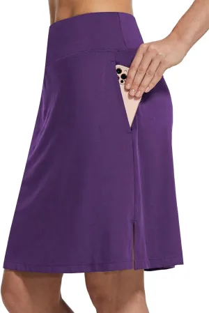 baleaf Women's 20" Golf Skirts Knee Length Skorts Athletic Modest Long Acitive Casual Pockets UV Protection