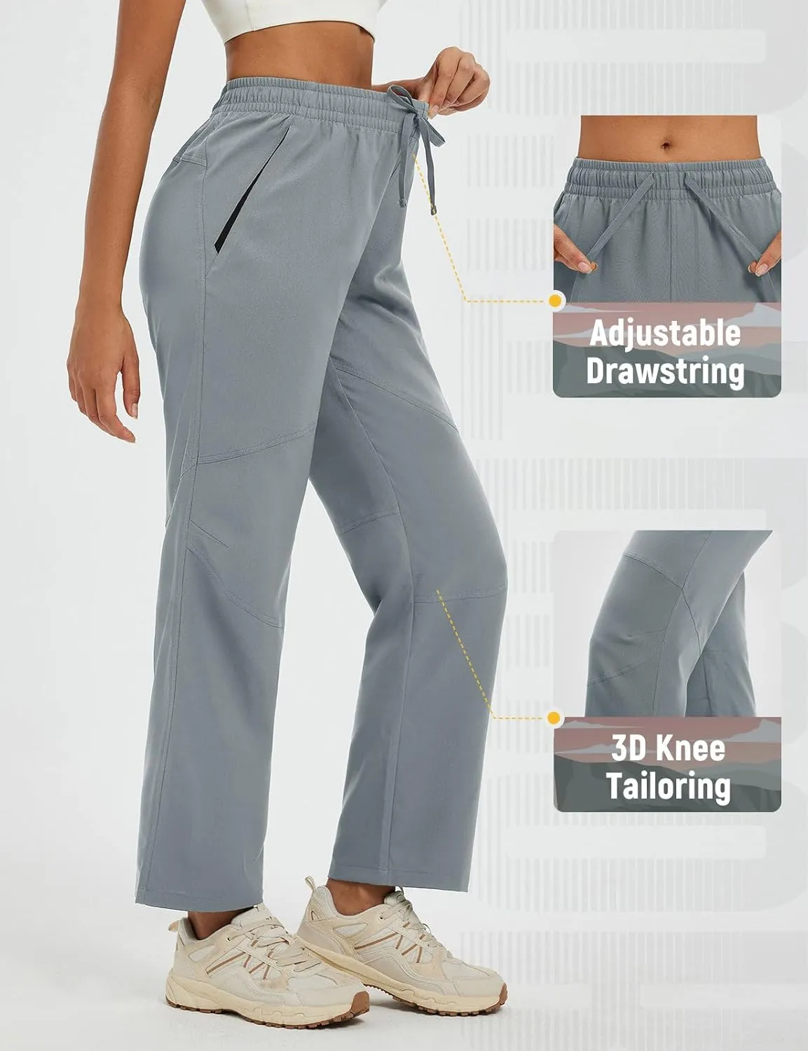baleaf Women's Hiking Pants Durable Water Resistant Lightweight Quick Dry Zip Pockets UPF50  Travel Clothes