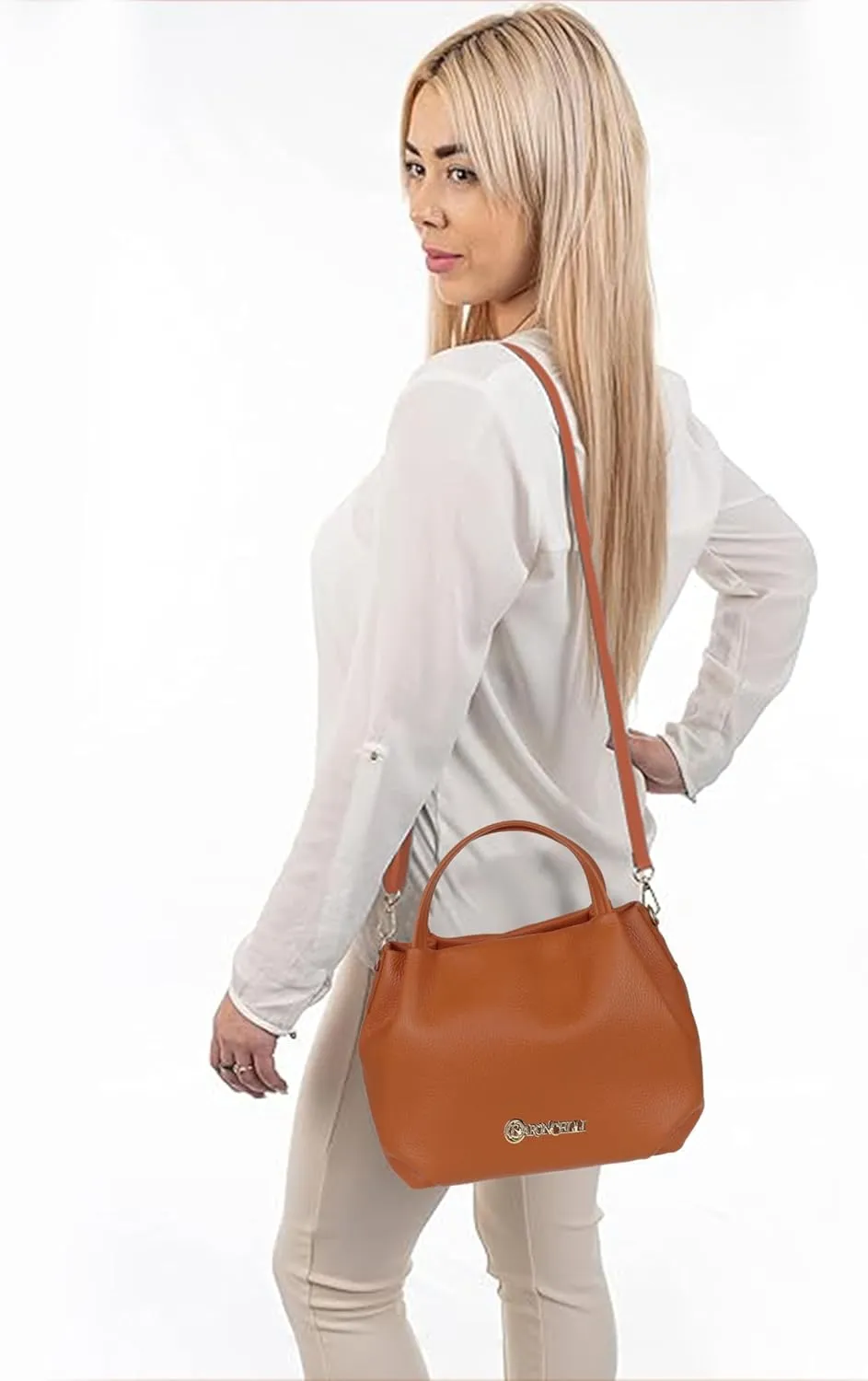 Baroncelli Italian Leather Purse for Women Genuine Soft Leather Medium Size Shoulder Crossbody Bag Made in Italy