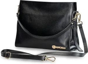 Baroncelli Leather Tote Bag Medium Size Genuine Italian Pebbled Leather Designed and Made in Italy