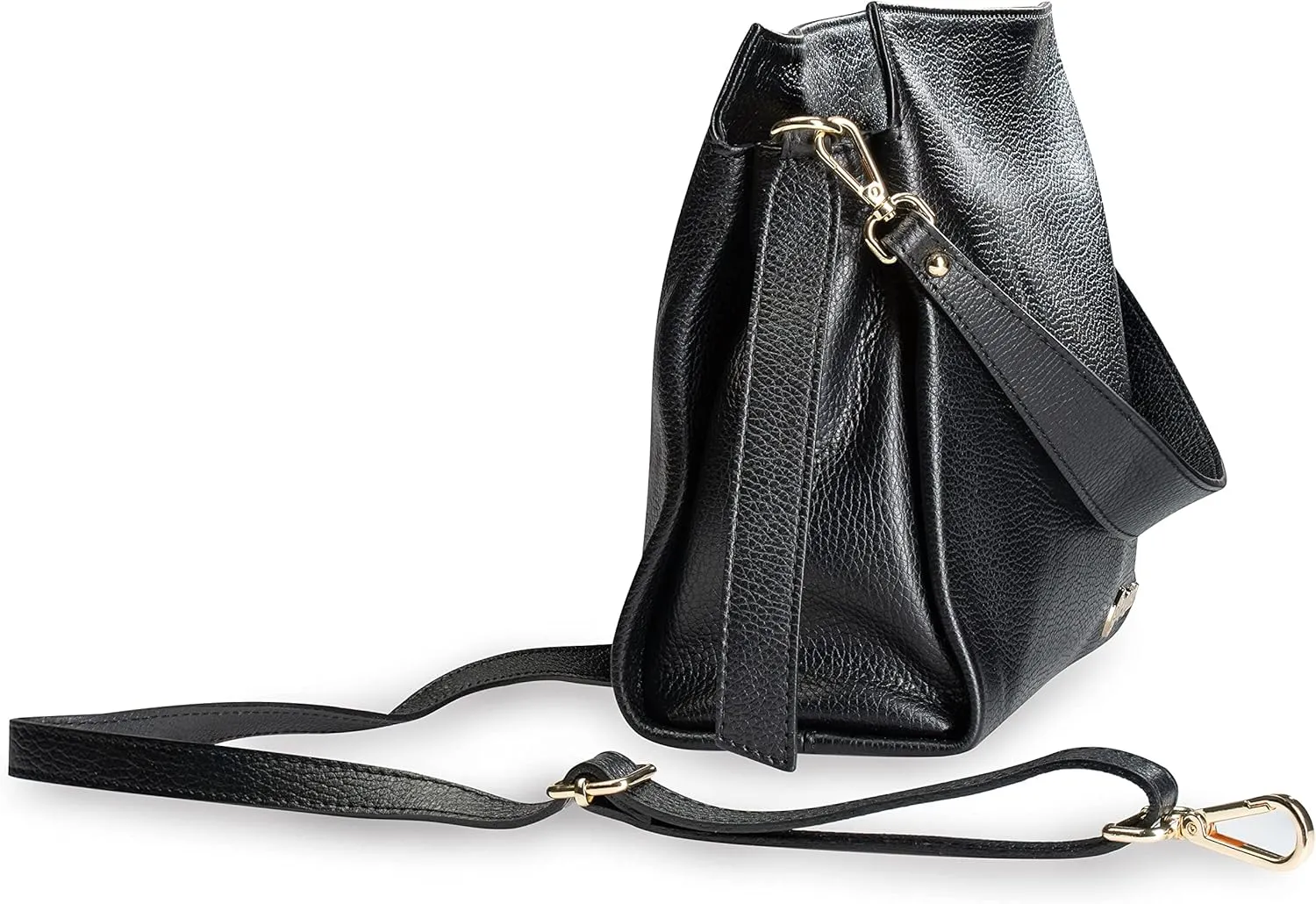 Baroncelli Leather Tote Bag Medium Size Genuine Italian Pebbled Leather Designed and Made in Italy