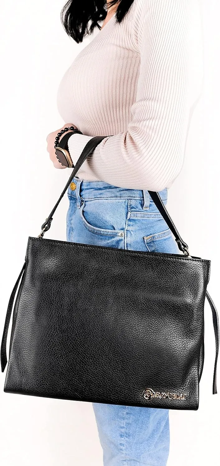 Baroncelli Leather Tote Bag Medium Size Genuine Italian Pebbled Leather Designed and Made in Italy