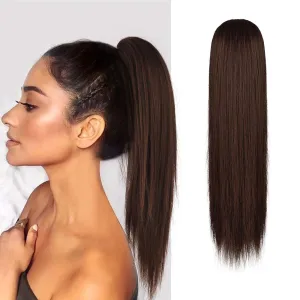 BARSDAR Ponytail Extension - 14 Inch Short Straight Drawstring Ponytail Hair Extensions for Women, Synthetic Drawstring Clip in Pony Tails Hairpieces Fake Straight Ponytail Daily- Black mix Auburn