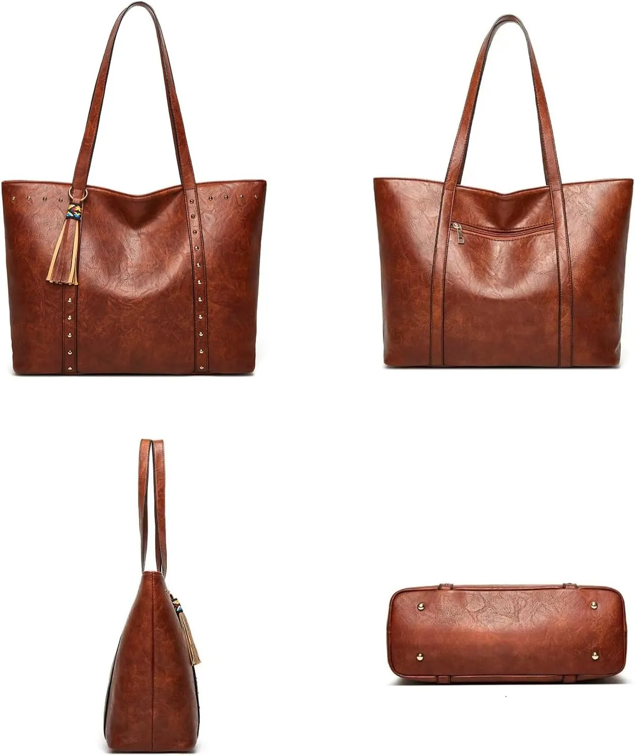 Barsine Tote Bag for Women PU Leather Handbag Vintage Shoulder Bag Classic Purse
