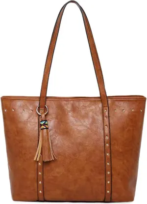 Barsine Tote Bag for Women PU Leather Handbag Vintage Shoulder Bag Classic Purse