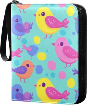 baseball card holder binder 400 pockets with double sided removable sleeves collectors for 400 cards Colorful Birds Cartoon Cute
