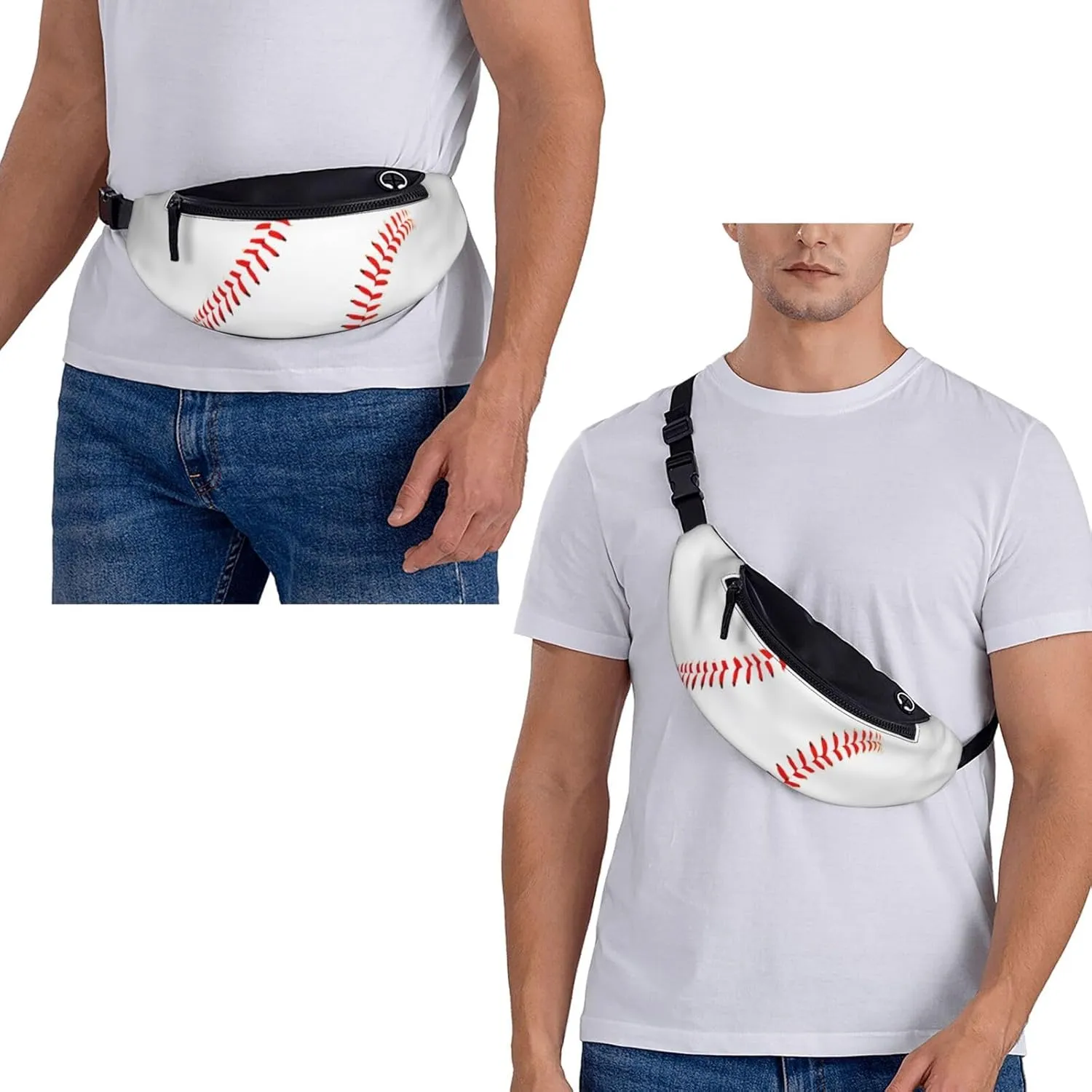 Baseball Fanny Pack Waist Bag Adjustable Belt Bag For Men Women Fashion Sling Crossbody Hip Bum Bag Traveling Hiking Cycling Running