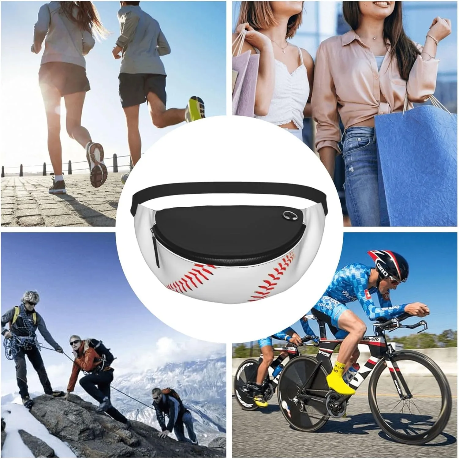 Baseball Fanny Pack Waist Bag Adjustable Belt Bag For Men Women Fashion Sling Crossbody Hip Bum Bag Traveling Hiking Cycling Running