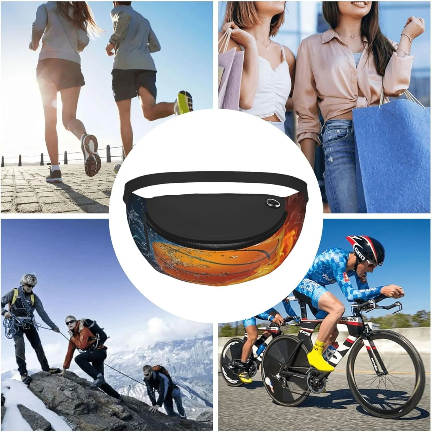 Basketball Baseball Football Waist Packs Unisex Adjustable Shoulder Strap Messenger Bag Sports Travel Running Leisure Waist Bag