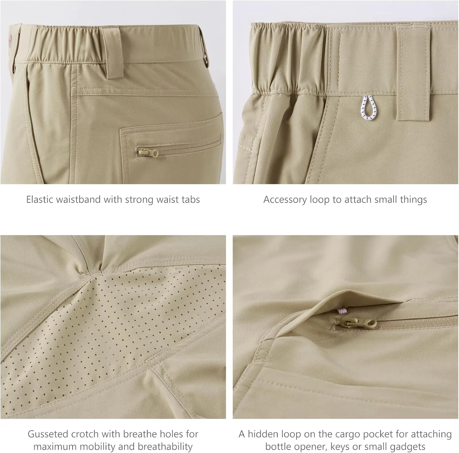 BASSDASH 10.5” Mens Fishing Cargo Shorts Quick Dry UPF 50  Water Resistant FP01M