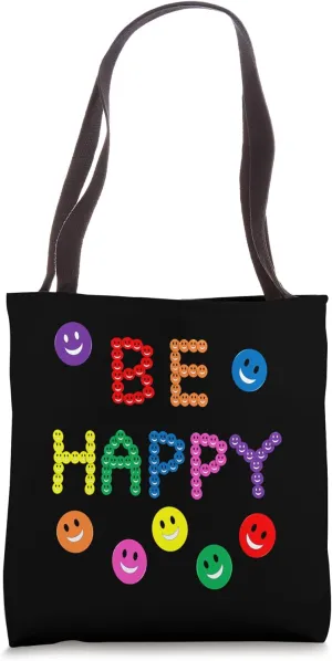 Be, Happy Smile Funny Cute Happiness Kind Face Multi-Color Tote Bag