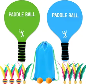 Beach Paddle Ball Set - Funny Paddleball Rackets Game, Outdoor Sports Toys for Adults Family Games Beach Yard Lawn Party Supplies