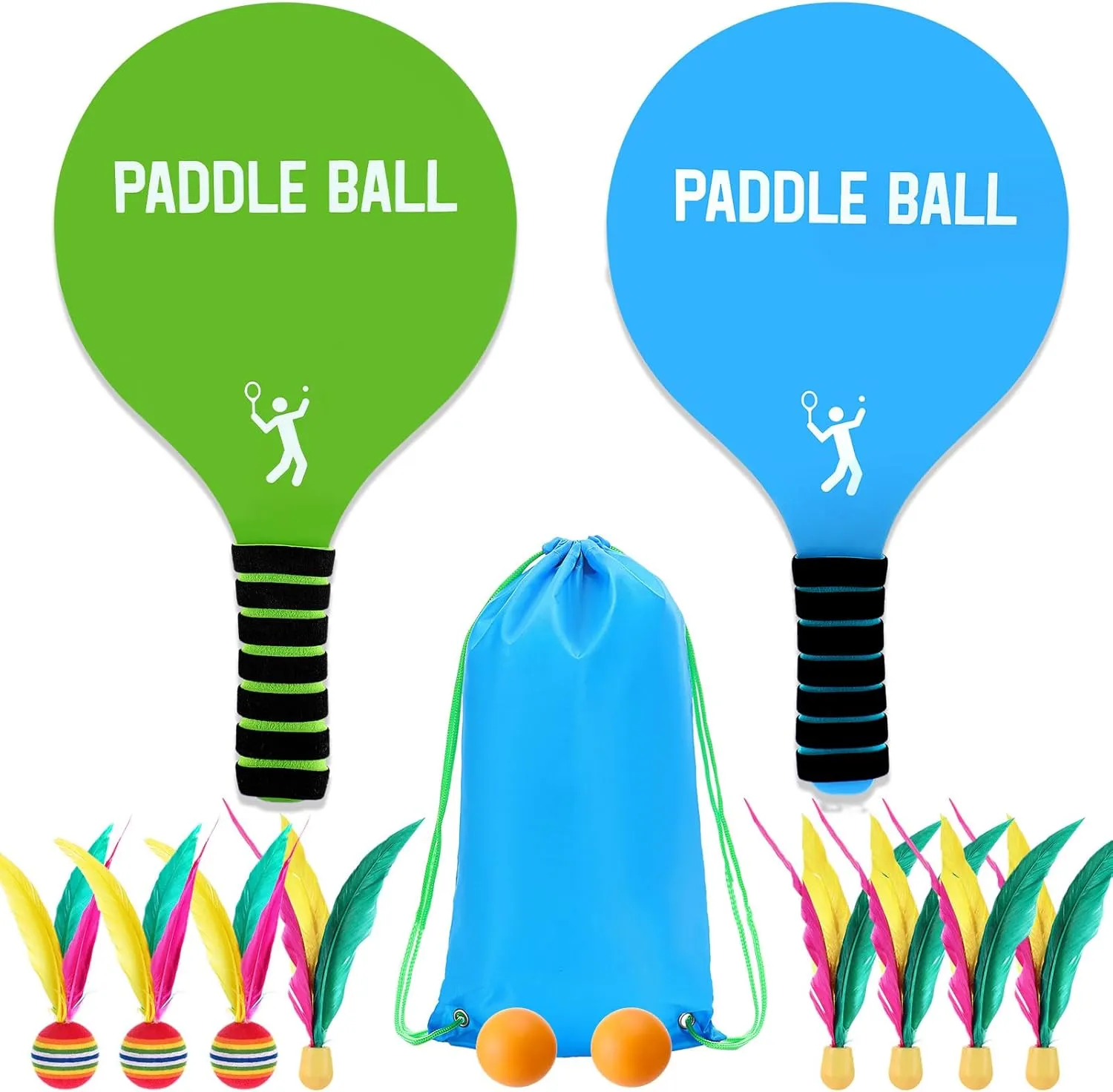 Beach Paddle Ball Set - Funny Paddleball Rackets Game, Outdoor Sports Toys for Adults Family Games Beach Yard Lawn Party Supplies