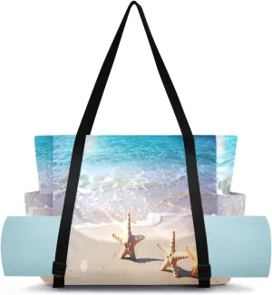 Beach Sand Sunny Beige Yoga Mat Bag Carrier with Wet Dry Storage Pockets Pilates Bag Large Gym Tote Carryall with Water Bottle Holder for Women Men Office Accessories