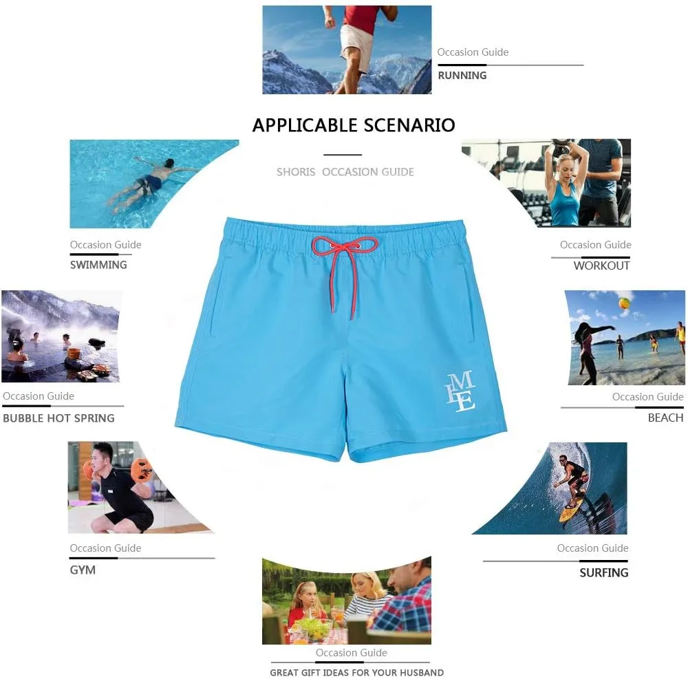 Beach Shorts Swim Trunks Quick Dry Men's Bathing Suit with Mesh Lining/Side Pockets