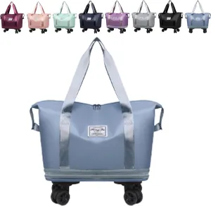 Beente Travel Bag With Wheels, 2025 New Large Capacity Travel Bag - Universal Wheel Removable, Camping, Weekend Trips (Blue)