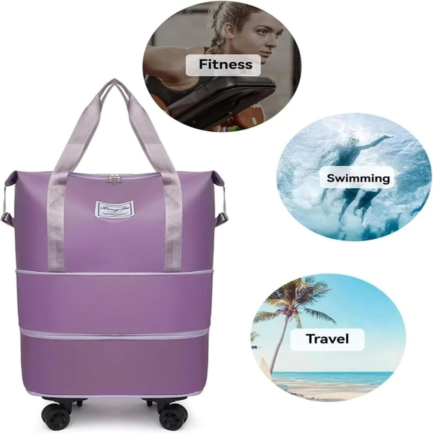 Beente Travel Bag With Wheels, 2025 New Large Capacity Travel Bag - Universal Wheel Removable, Camping, Weekend Trips (Blue)