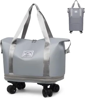 Beente Travel Bag with Wheels - 2025 New Large Capacity Travel Bag - Universal Wheel Removable, Expandable and Foldable (Gray,one size)
