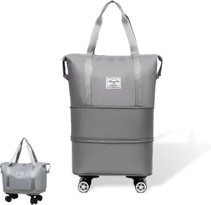 Beente Travel Bag With Wheels, 2025 New Large Capacity Travel Bag - Universal Wheel Removable, Expandable and Foldable, Suitable for Business or Vacation (Gray,One size)