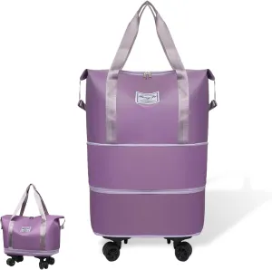 Beente Travel Bag With Wheels, 2025 New Large Capacity Travel Bag - Universal Wheel Removable, Expandable and Foldable, Suitable for Business or Vacation (Light purple,One size)