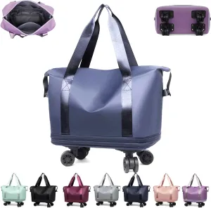 Beente Travel Bag with Wheels, 2025 New Large Capacity Travel Bag Universal Wheel Removable, Expandable Foldable, for Travel (blue)