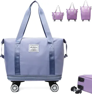 Beente Travel Bag with Wheels, 2025 New Large Capacity Travel Bag - Universal Wheel Removable, Expandable, Foldable, Lightweight Carry (Light Blue)