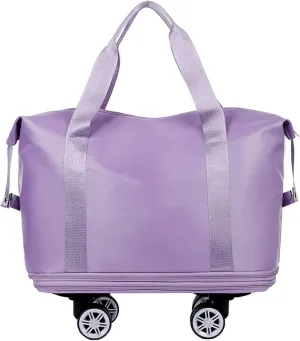 Beente Travel Bag with Wheels,Large Capacity Travel Bag, Rolling Tote Bag withWheels, Universal Wheel Removable (Light Purple)