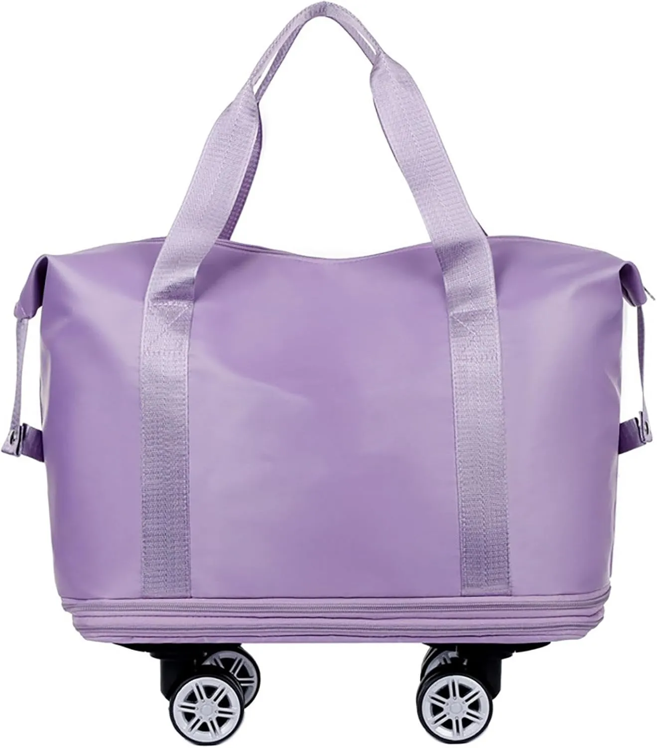 Beente Travel Bag with Wheels,Large Capacity Travel Bag, Rolling Tote Bag withWheels, Universal Wheel Removable (Light Purple)