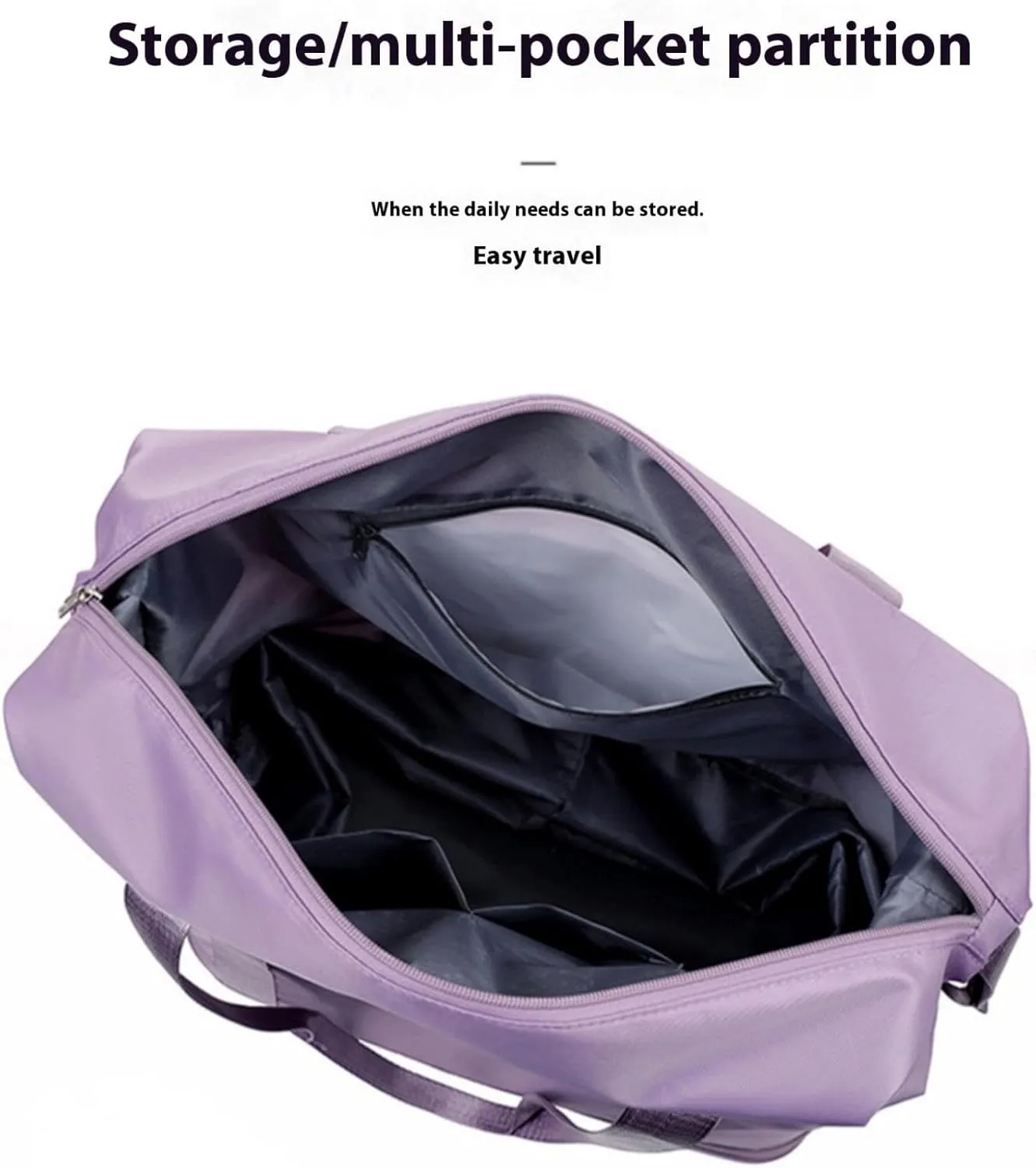 Beente Travel Bag with Wheels,Large Capacity Travel Bag, Rolling Tote Bag withWheels, Universal Wheel Removable (Light Purple)