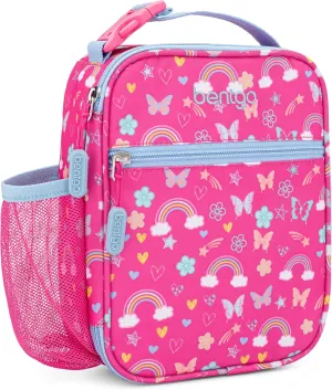 Bentgo Kids Insulated Lunch Tote - Water-Resistant, Reusable, Lightweight & Durable Lunch Bag with Water Bottle Holder & Mesh Pocket, Fits Lunch Box & Water Bottle - Ideal for Ages 3  (Rainbow)