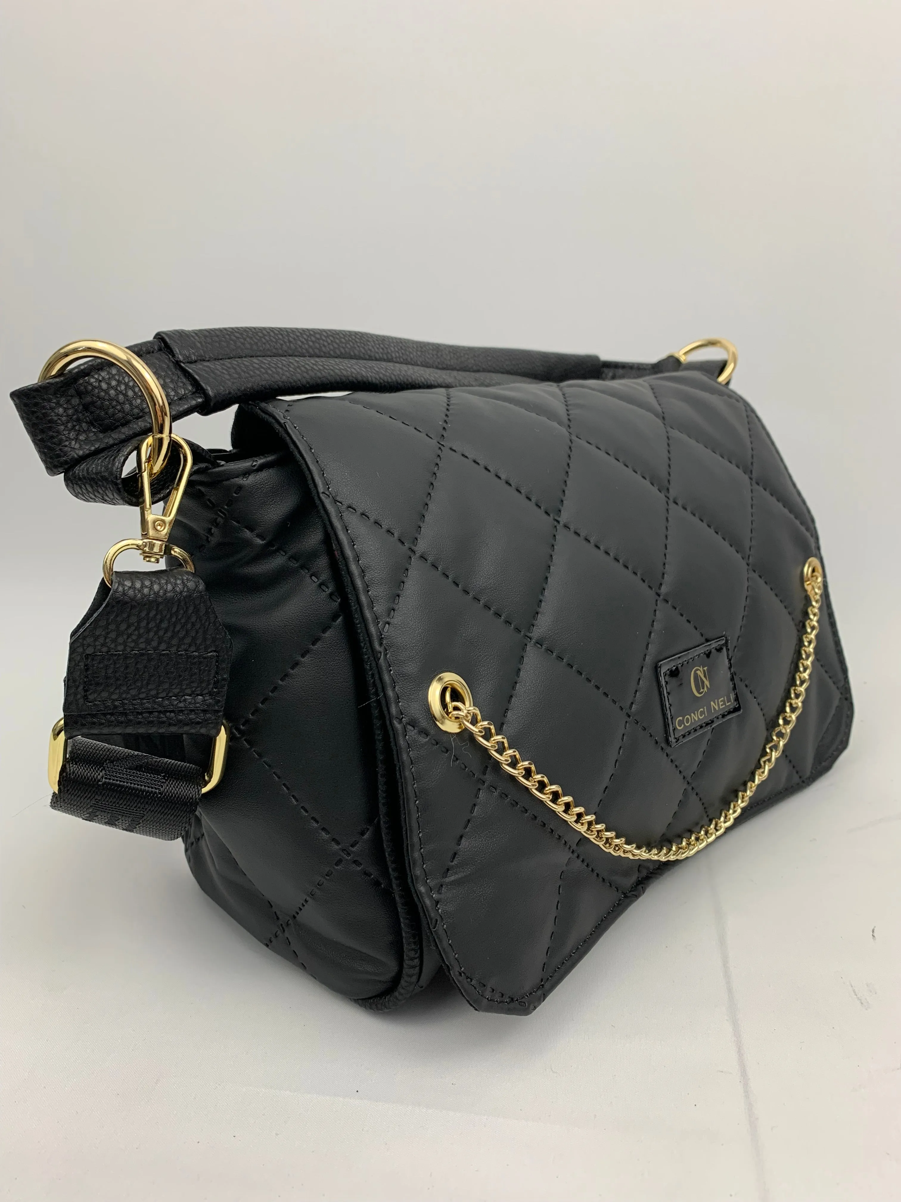 BERGAMO- quilted soft faux leather crossbody bag