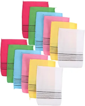 BESTYASH 12pcs Korean Exfoliating Bath Towel Colorful Deep Cleansing Body Washcloth for Sauna Gym Spa Home Use Durable Intense Exfoliation Easy to Clean Performance