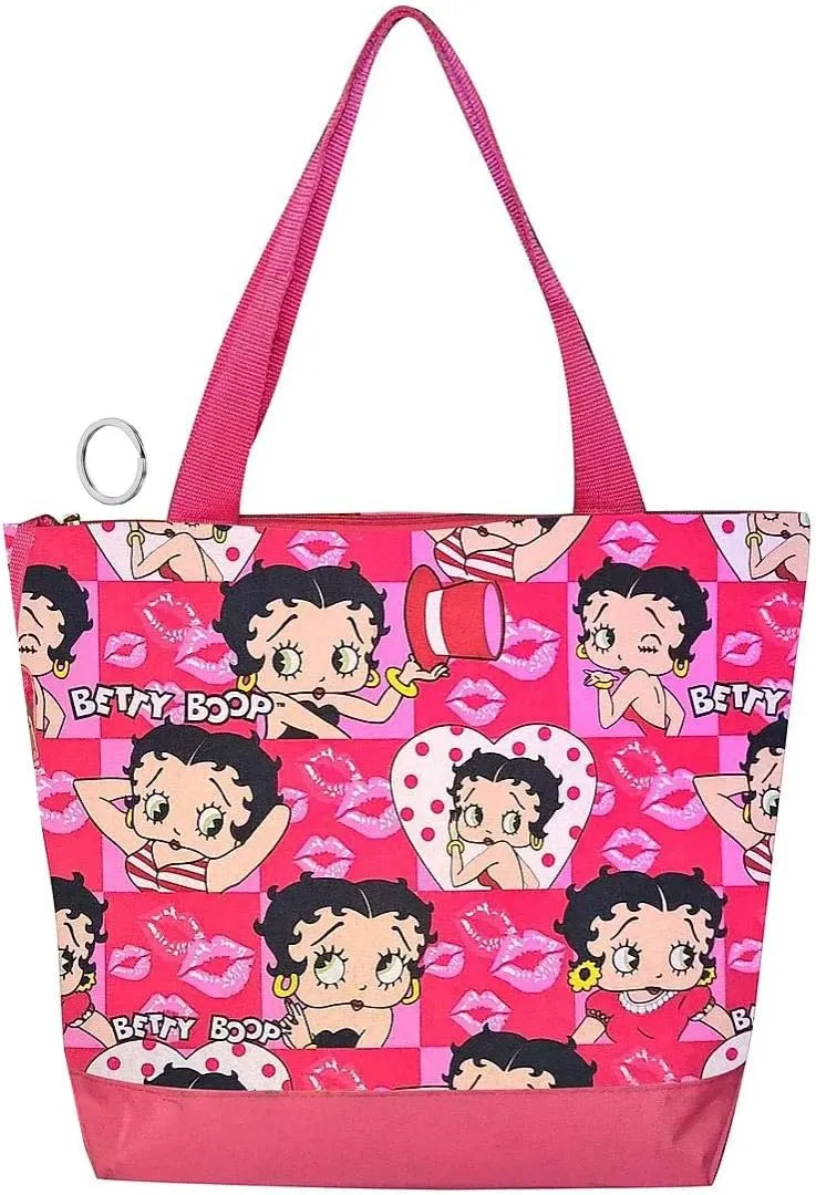 Betty Boop Polyester Shopping Bag with Coin Purse, Tote Style (Pink), Large