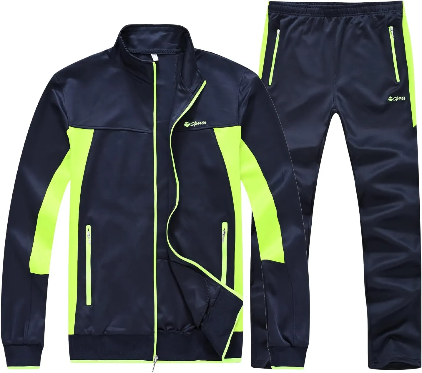 BGOWATU Men's Tracksuits 2 Piece Running Jackets Athletic Pants Sports Suit with Zipper Pockets