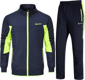 BGOWATU Men's Tracksuits 2 Piece Running Jackets Athletic Pants Sports Suit with Zipper Pockets