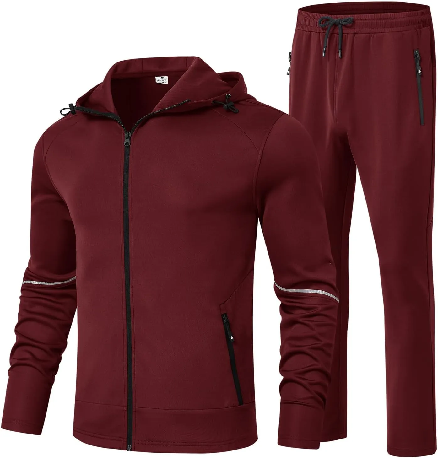 BGOWATU Men's Tracksuits Set Full Zip Jacket Hoodie Sweatsuit Running Sport Pants Outfits for Men with Zipper Pockets