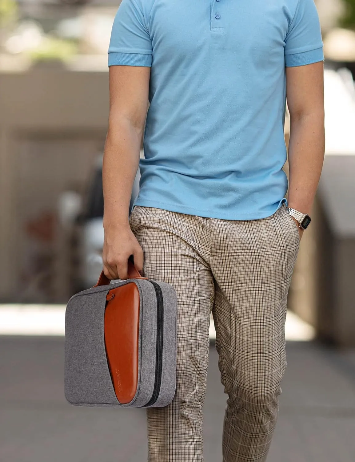 Bible Covers for Men, Bible Carrying Case with Pockets/Leather Handle, Multi-Functional Large Size Zippered Bible Bag, Great for Bible Study/Daily Use, Bible Case for Men (Gray)