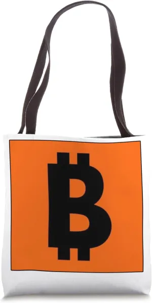 Bitcoin Black Logo Orange Large Middle Tote Bag