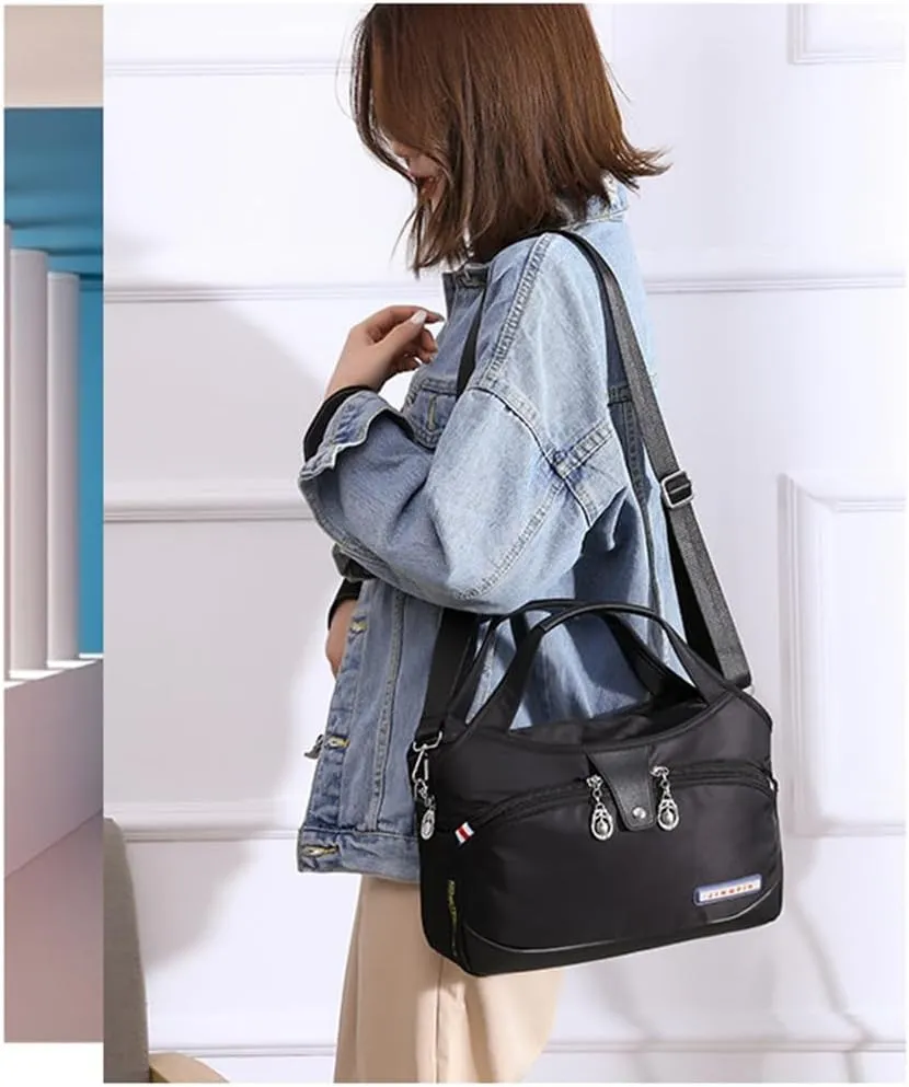 Blaciokamith Tote Bag, Soft Side Lightweight Underseat Tote Bag, Multi-Pocket Fashion Waterproof Handbag Crossbody
