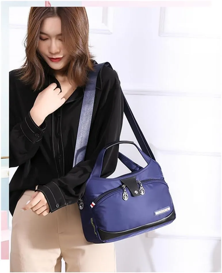 Blaciokamith Tote Bag, Soft Side Lightweight Underseat Tote Bag, Multi-Pocket Fashion Waterproof Handbag Crossbody