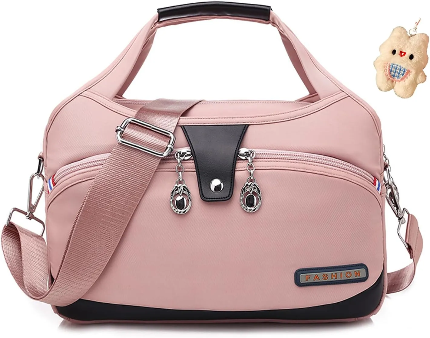 Blaciokamith Tote Bag, Soft Side Lightweight Underseat Tote Bag, Multi-Pocket Fashion Waterproof Handbag Crossbody