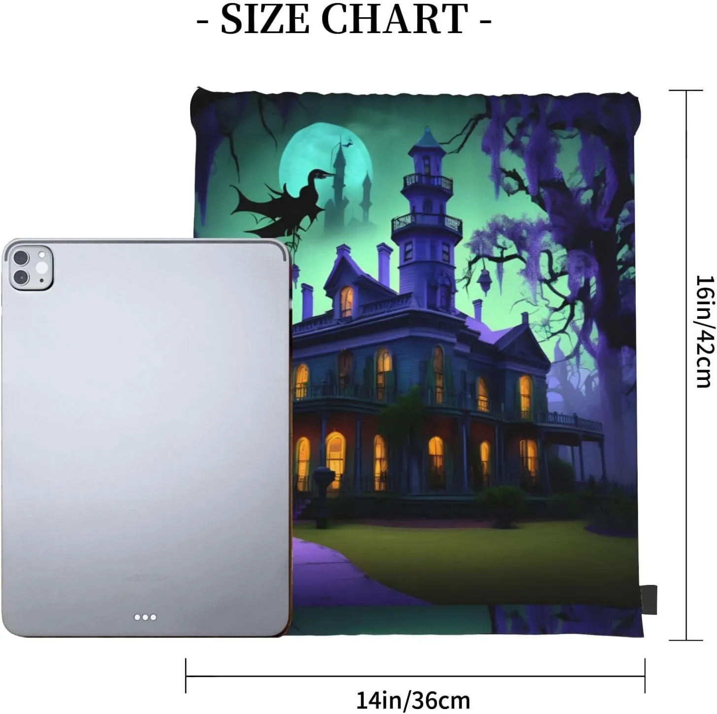 Black Haunted Mansion Drawstring Gym Bag Sports Sack Cinch Backpack String Pouch For Fitness Enthusiasts