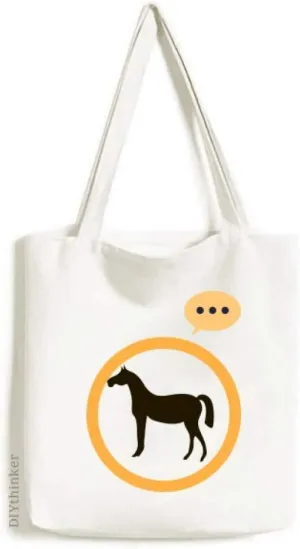 Black Horse Animal Portrayal Expression Gift Sack Canvas Tote Shoulder Bag