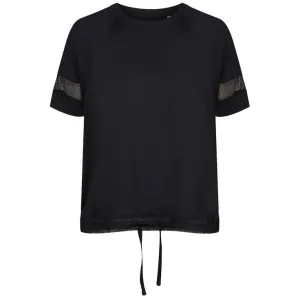 Black Mesh Drawstring T-Shirt