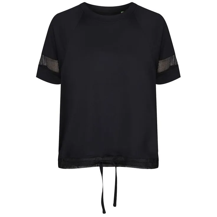 Black Mesh Drawstring T-Shirt