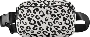 Black Spots White Leopard Print Womens Fanny Pack Bright Hip Pouch Belt Bag Waterproof Waist Pack for Women