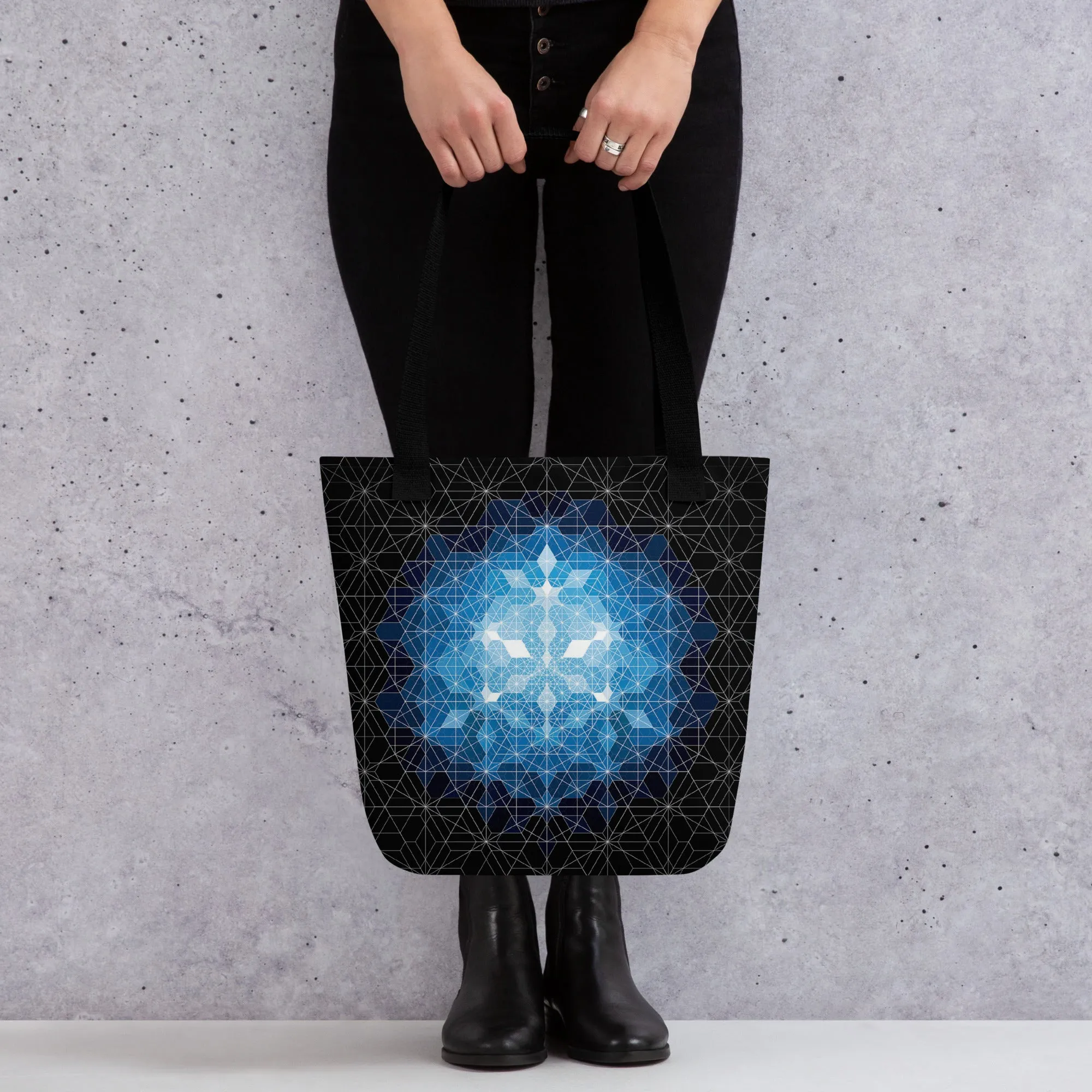 Blue Mandala Geometric Tote Bag