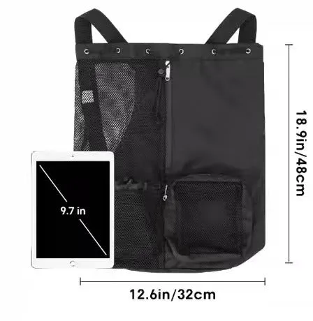 Blue Mesh Drawstring Swim Backpack with Wet Bag - Durable Beach Gym Bag for Wet Gear