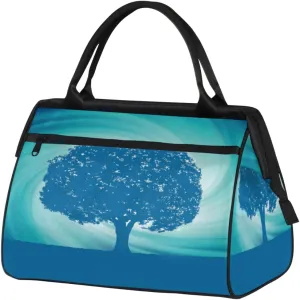 Blue Mystical Tree Travel Duffel Bag Sports Travel Duffel Bag Waterproof Durable Large Gym Tote Bag Weekender Overnight Bag for Women Travel Gym Yoga