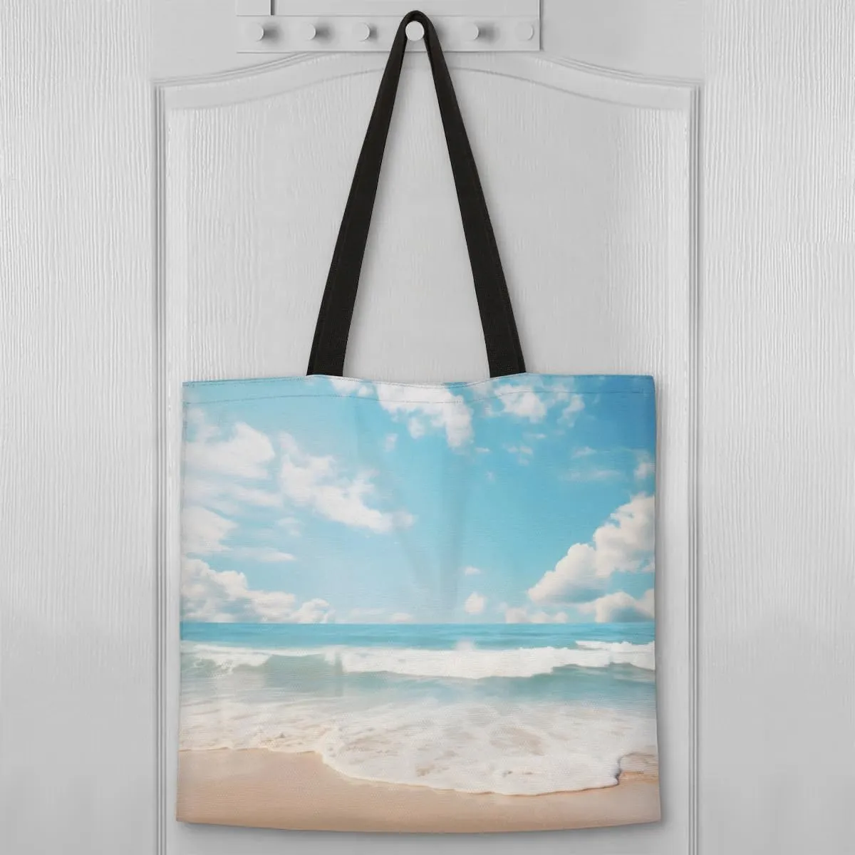 Blue Ship On Ocean Rough Waves Canvas Tote Bag for Women Men Stylish Tote Handbag Shoulder Bag Reusable Grocery Bag